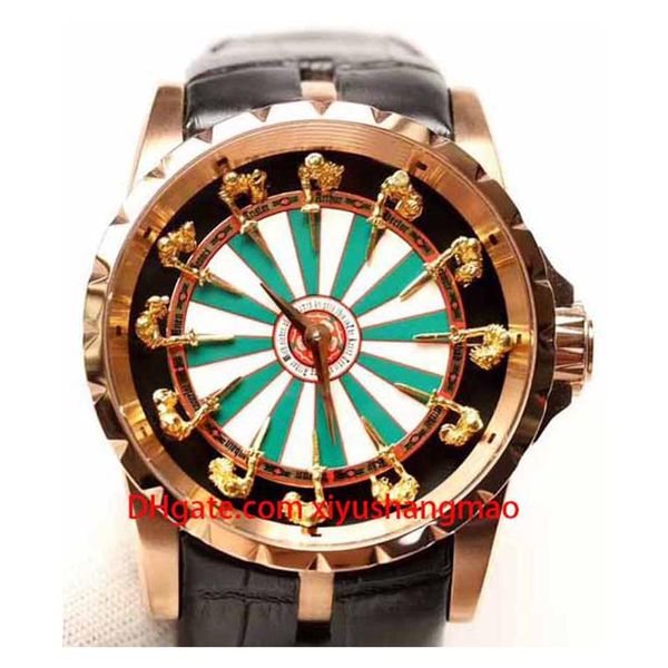 

luxury watches master design excalibur rddbex0398 stainless steel case, leather strap, twelve gold riders, mechanical automatic movement, Slivery;brown