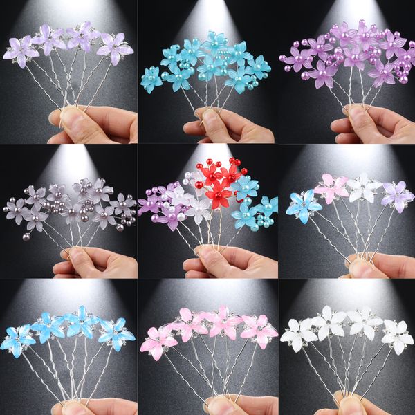 

vintage unique handmade hair jewelry resin flower hairpins silver u shape hairclips wedding bridal headdress hair accessories, Golden;white