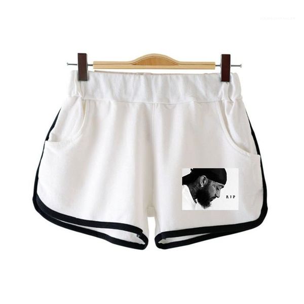 

print womens lightweight short hip hop men loose elastic waist shorts couple clothing rapper nipsey hussle, White;black