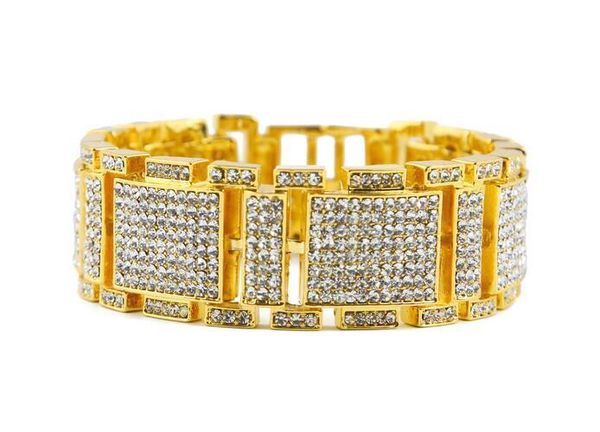 

9 стили дизайна моды браслеты luxury 18k позолоченный цепи полный алмазные hip hop браслет fine jewelry lover подарков, Black