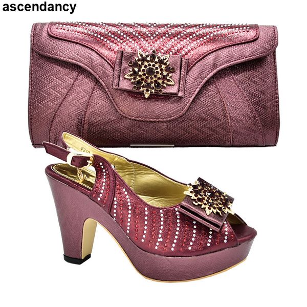 

new arrival african shoes and bag set for party italian shoe and bag set for party in women woman shoes 2019 spring buckle strap, Black