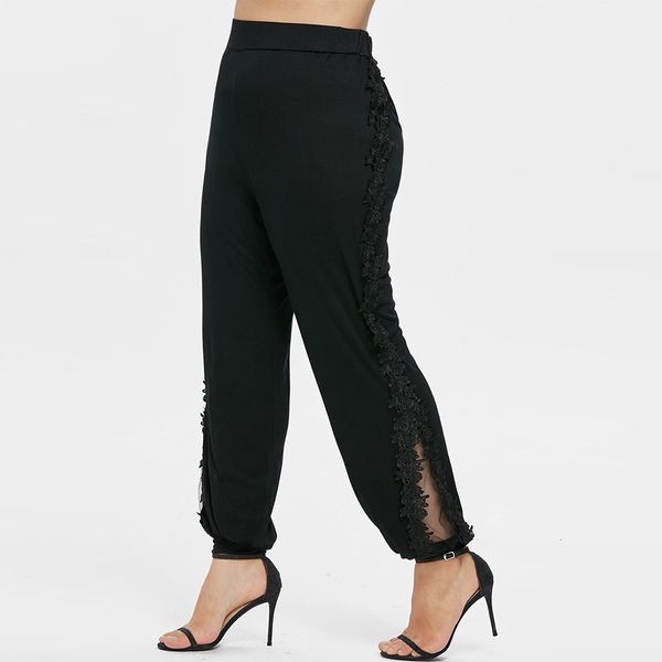 

designer sweatpants women designer pants plus side lace women black casual skinny lady trousers big size pants female clothing 5xl, Black;white