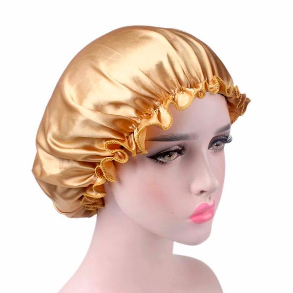 

women sleep cap satin night bonnet hats lace sleeping hat hair care head cover beanie satin bonnet caps nightcap for girl gga3341-7, Yellow