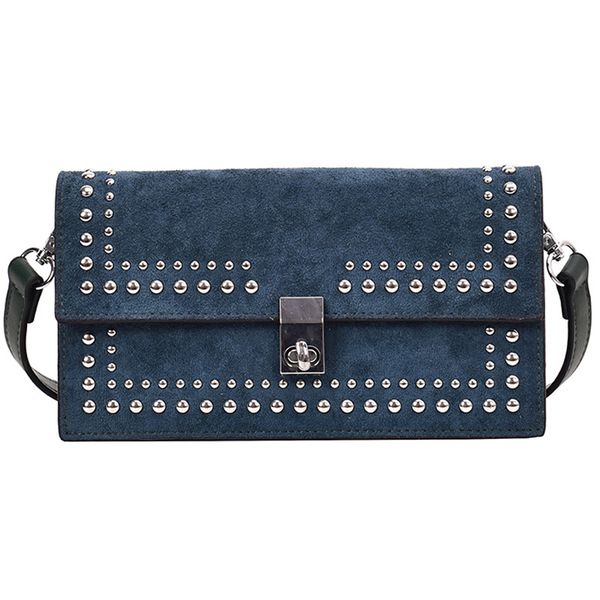 

retro fashion female rivet bag 2019 new matte pu leather women's designer handbag lock chain shoulder messenger bag