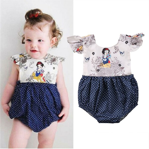 

Summer Romper 2019 Newborn baby Girls Ruffles Sleeve Cartoon Bodysuit polka dot Jumpsuit Outfits Clothes 0-24M
