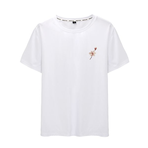 

короткий рукав мужчины и женщины футболка цветок небольшой узор печати футболка мужчины и женщины прекрасная популярная одежда куртка круглы, White;black