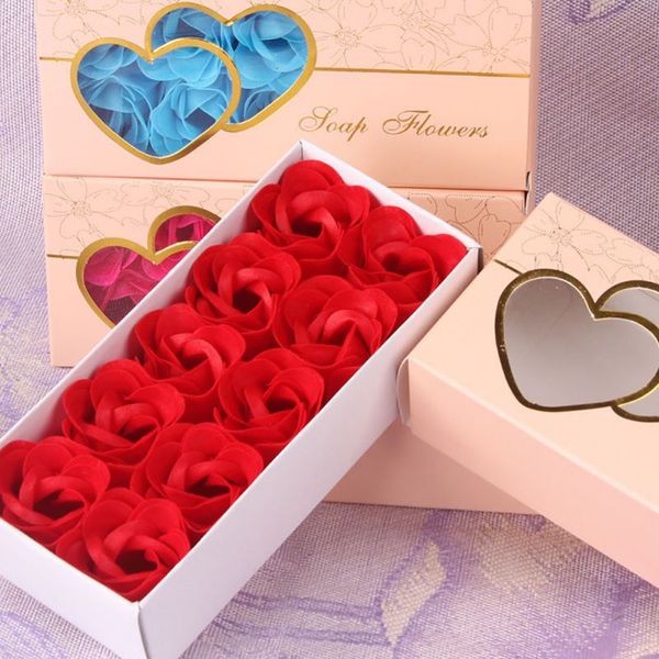 

10pcs artificial scented rose petal bouquet gift box bath body flower soap gift wedding party favor