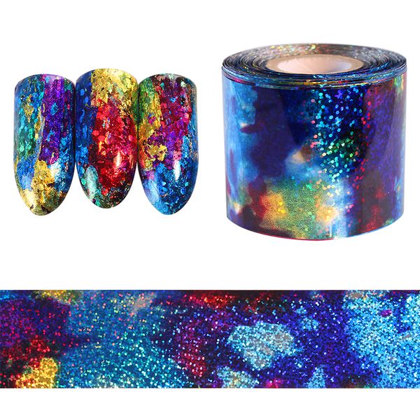 

1m gradient starry sky nail foil blue holographic paper decals decor nail art sticker decoration accessories, Black