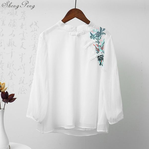 

stand collar women traditional chinese blouse 2018 fashion spring traditional chinese clothing cheongsam q332, Red