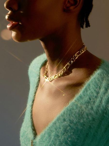 

zfyin gold silver color chunky metal chain link necklaces for women