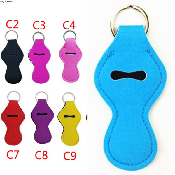 

holder 10 colors stylish neoprene chapstick handy lip balm keychains neoprene lipstick holder keychain pouch rts keychain, Silver