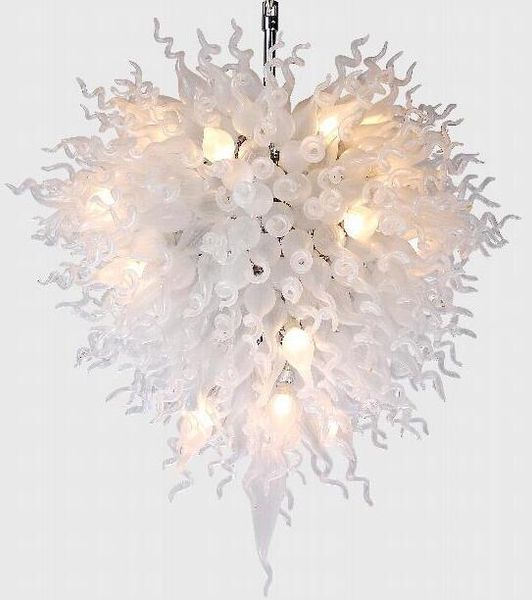 Лампы крупные белые люстры свадебный декор светодиодный свет 100% вручную спиральную стеклянную подвесную люстра освещение
