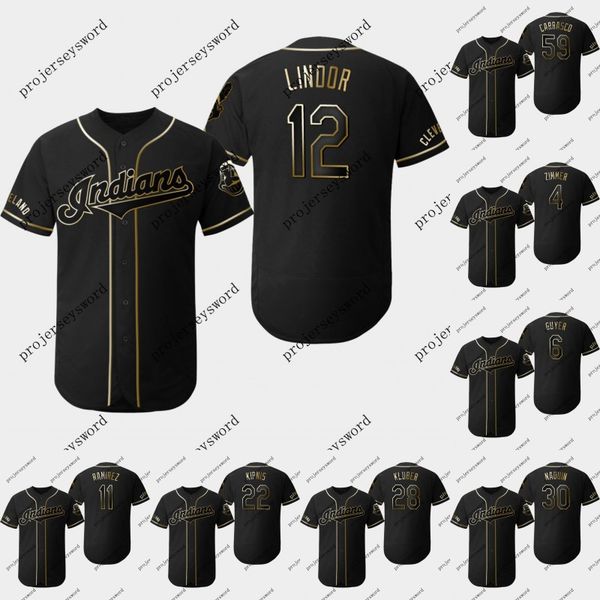 

Cleveland 12 Francisco Lindor 2019 Golden Edition Jersey Jose Ramirez Jason Kipnis Corey Kluber Tyler Naquin Indians Baseball Jerseys