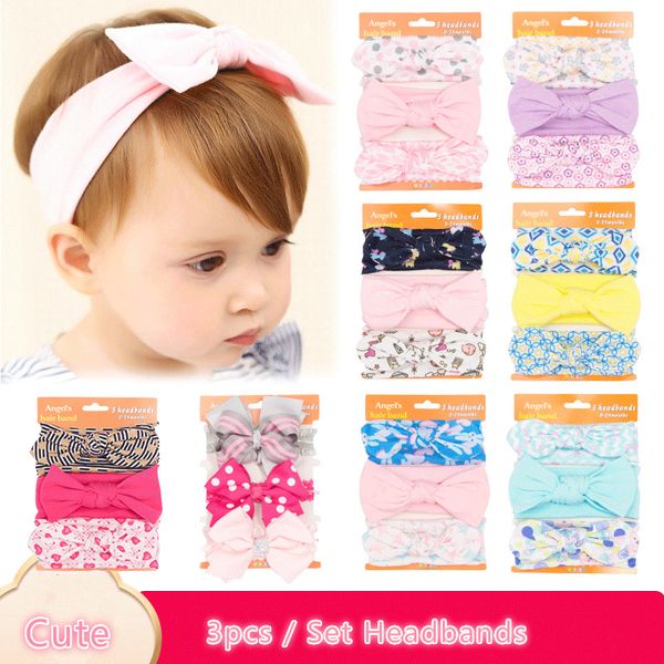 

3 шт./компл. прекрасный бантом эластичные головные повязки для новорожденных девочек оголовье для детей тубан детские аксессуары набор волос, Silver