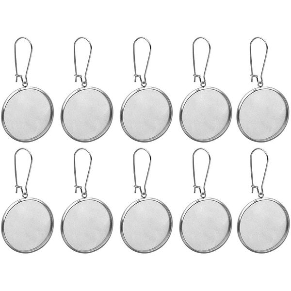 

blanks ear wire hooks settings 30mm bezel trays setting fit 30mm cabochon diy earring making jewlery crafting 30pcs, Blue;slivery