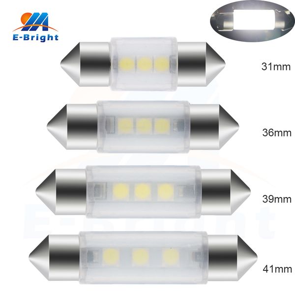 

10 pcs white dome light 3030 3 smd c5w 31mm 36mm 39mm 41mm festoon bulbs 3021 3423 dc 12v roof lamp car interior reading light