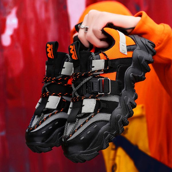 

new couple shoes platform shoes classic men's casual microfiber men's flat shoelaces breathable outdoor zapatos, Black