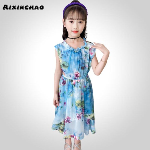 

summer dress for girls floral pattern dress girls casual children teenage costumes kids 6 8 10 2 14, Red;yellow