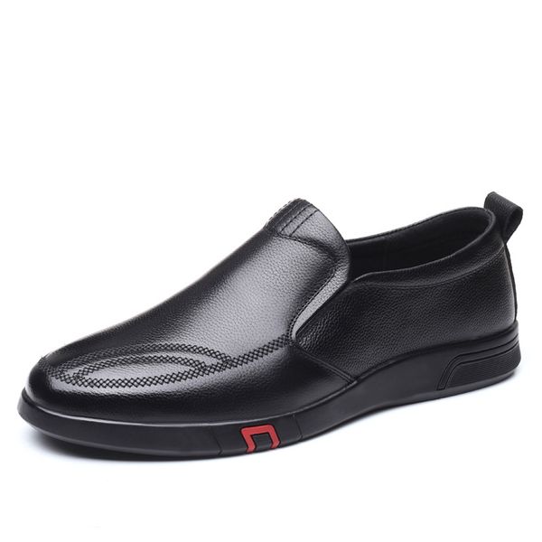 

men business casual shoes genuine leather breathable foot covering low-shoes nappa cowhide comfortable loafers flat men's sh, Black