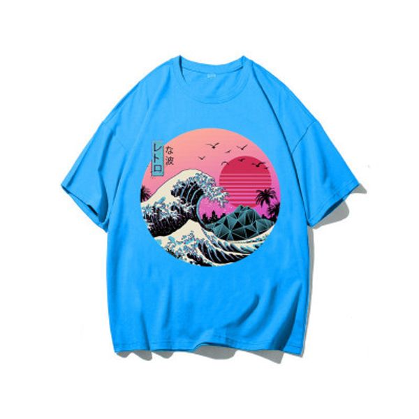 

великая ретро волна япония аниме 3d футболка уличная футболка мужчины черный хлопок хип-хоп camisetas hombre poleras hombre, White;black