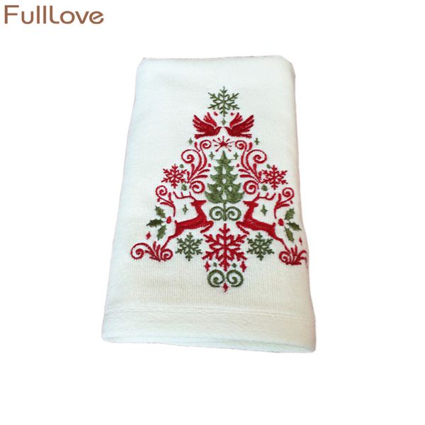 

fulllove 2pcs/set pure cotton face towel snowman letter embroidered soft-skin absorbent christmas towels hair towel home textile