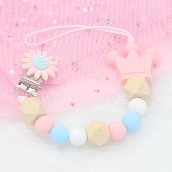 

100шт силикона и вуд pacifier клип деревянные бисера клип держатель симпатичные pacifier клипы пустышек цепи