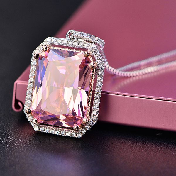 Pansysen 100% 925 Стерлинговые серебряные ювелирные изделия для женщин Натуральный розовый кварцевые обручальные кольца серьги подвеска ожерелье наборы MX200810