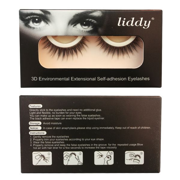 Lliddy selbstklebende 3D-Wimpern mit selbstklebenden Bändern, einfach zu tragen, lange, kreuz und quer verlaufende falsche Wimpern, künstliche Wimpern, Verlängerungswerkzeuge