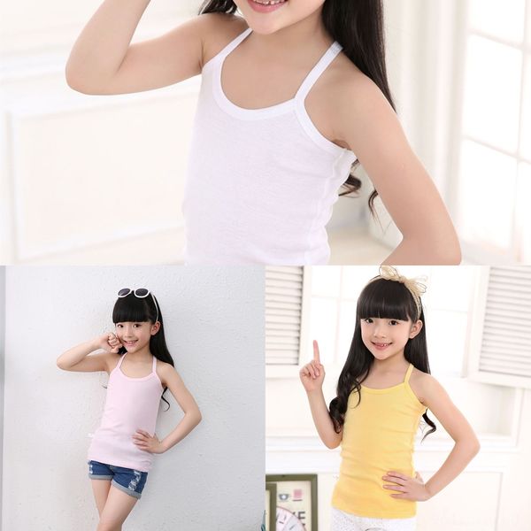 

2020 children's underwear vest vest girls solid color camisole pure cotton girl y-word cotton base shirt thin underwear, Blue