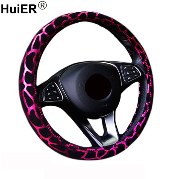 

huier leopard pattern car steering wheel cover anti-slip 4 colors car styling universal for 37-38cm steering-wheel covers