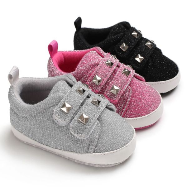 

newborn baby girl boy rivet shoes soft sole crib leather first walker solid buckle strap flat with heel baby shoes