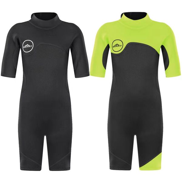 

sbart kids 2mm scr neoprene swimsuit baby wetsuits snorkeling surfing children's swimwear short sleeve elastic diving suits