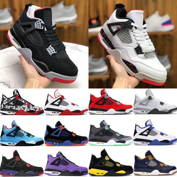 

men bred 4 4s basketball shoes green grow cavs white cement oreo tatoo cool grey thunder motorsport mens designer shoes us7-13