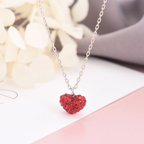 

s925 sterling silver lady pendant necklace heart design fashion necklace full of diamond light luxury jewelry clavicle chain