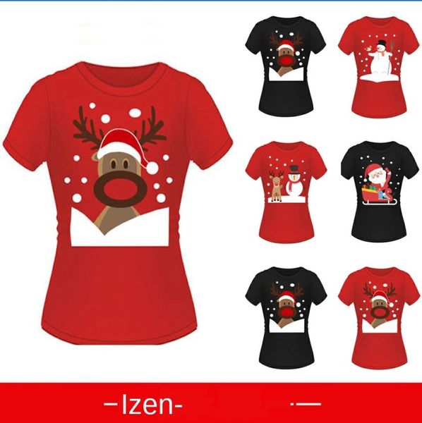 

женская дизайнерская футболка crewneck с коротким рукавом рождественская футболка elk, White