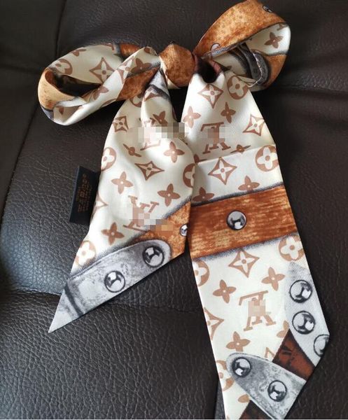 

fashion series double print twill small tie bag handle imitation silk scarf silk ribbon headband scarf head scarf, Blue;gray