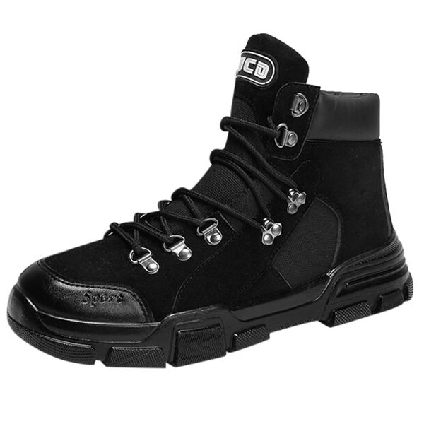 

sagace men's breathable sneakers flat outdoor comfortable tooling boots high to help autumn and winter men's boots 2019, Black