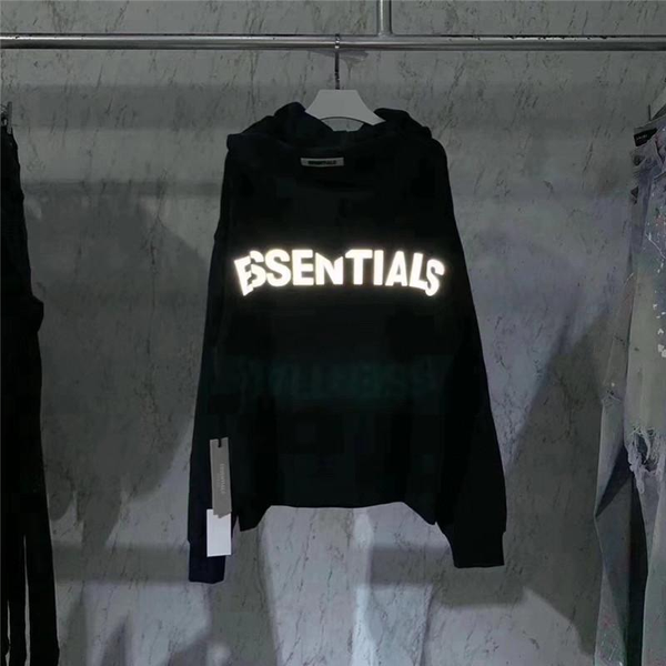 

3m reflective essentials boxy fog hoodie men women icon essentials pullover sweatshirt skateboard fashion hoodie m-xl 123s480e#, Black