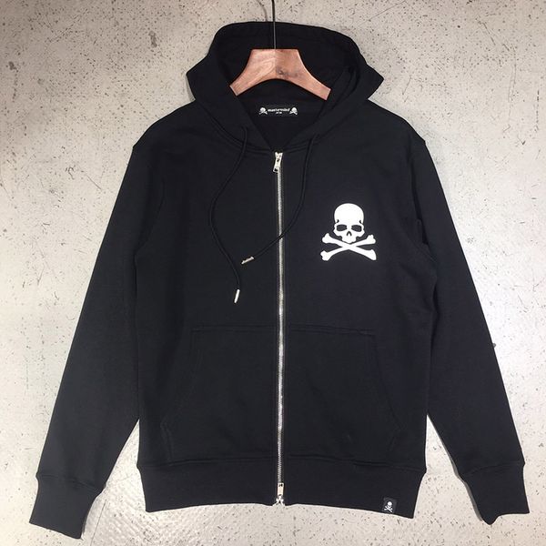 

2019fw version zipper hoodies mastermind japan diamonds skull printed hoodie men women rhinestone mmj hooded sweatshirts, Black