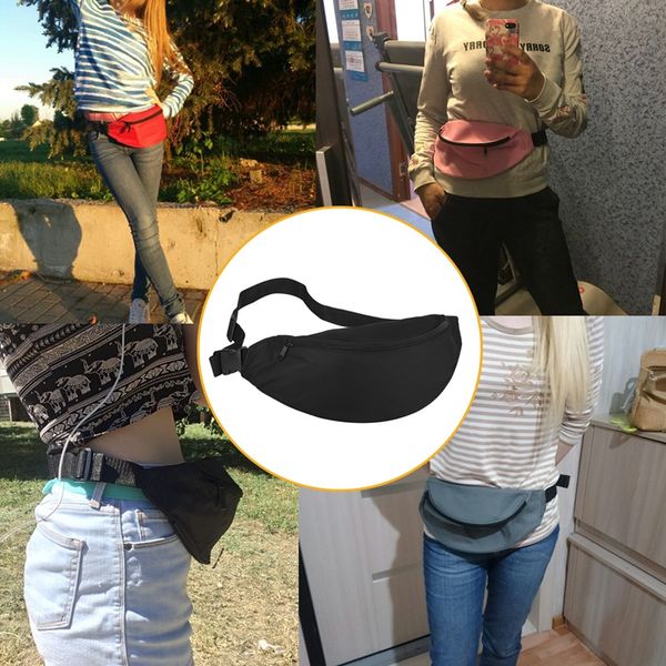 

fanny pack для женщин мужчин талии сумки унисекс талии сумка пояс молния мешка пакеты черной