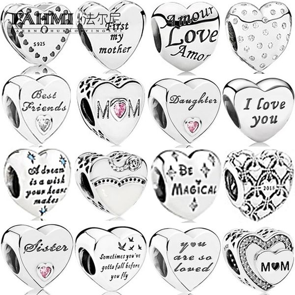 

fahmi 100% 925 sterling silver forever charm words always cherish our special day sisters love for om to mother women charm diy bead, Black