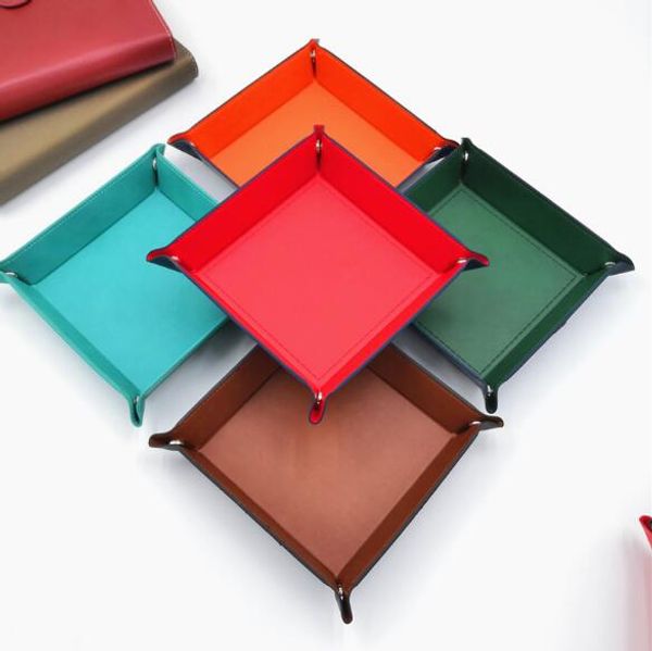 

ящик для хранения кожа pu площади лоток для плашек настольные игры ключ бумажника монет box tray desktop storage box лотки