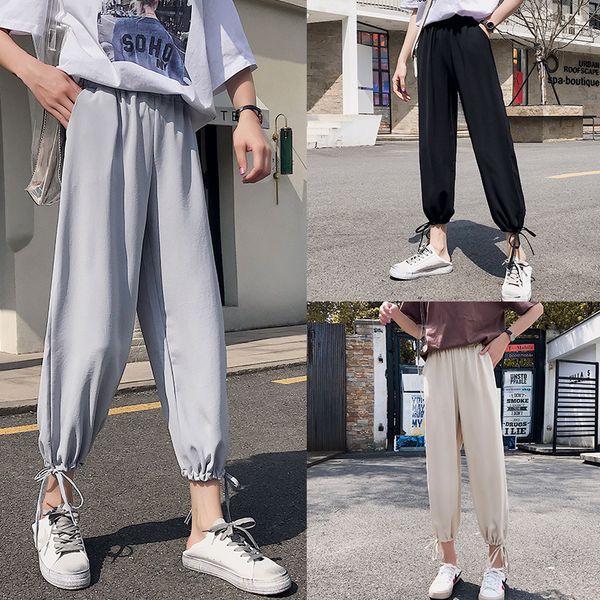 

athletic pants women's summer 2019 new style students korean-style loose harem pants versatile casual ankle banded sub-ins, Black;white