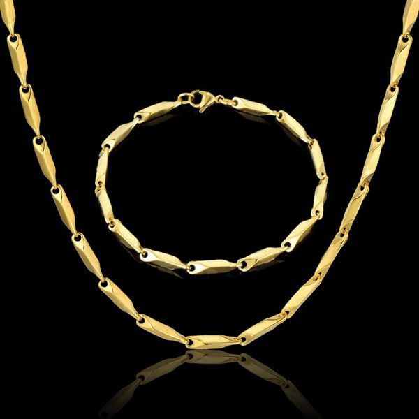 

vintage jewelry sets for women/men trendy g letters choker necklace bracelet set wholesale 3mm steel chain male , gift set, Silver