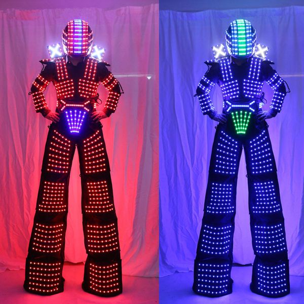 

LED Robot Costume David Guetta LED Robot Suit illuminated Kryoman Robot Stilts Clothes Luminous Costumes