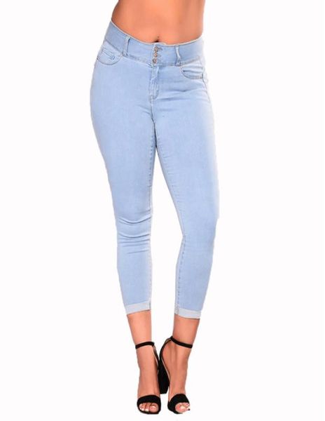 

women jeans denim pant push-up female high-waist stretchy fashion dm001, Blue