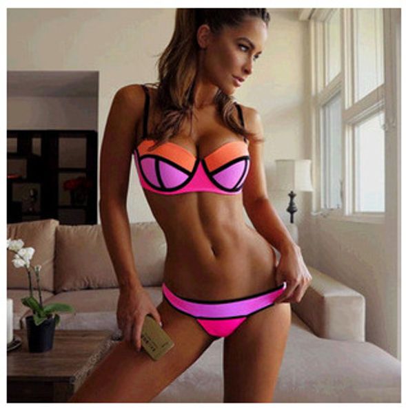 

dropshipping 2018 women bikin sets low-waist bikini multi-color printing swimsuit push up split women's swimsuit ins