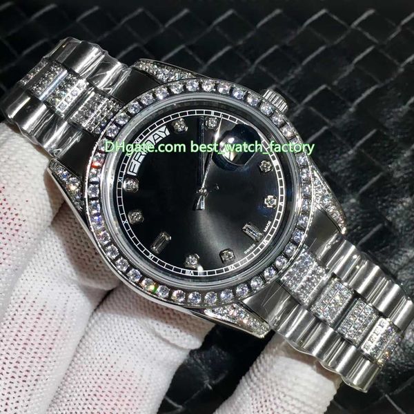 

5 цвет topselling президент высочайшее качество 40мм day-date полный алмазный браслет платина азии 2813 2836 движение автоматическая мужские, Slivery;brown