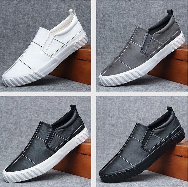 

spring autumn new fashion slip on men shoes stitch man leather casual shoes men cool loafers flat shoes, Black