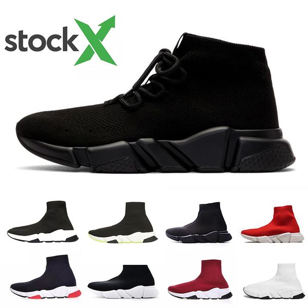 

stock x lace-up luxury designer casual sock shoes lace up speed trainer black red triple black brand fashion socks trainer sports sneakers